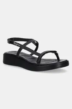 Pepe Jeans sandale de piele HARU MIX femei, culoarea negru, PLS90677 imagine