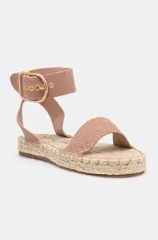Pepe Jeans sandale din piele intoarsa ARAMI LOG femei, culoarea roz, PLS90680 imagine