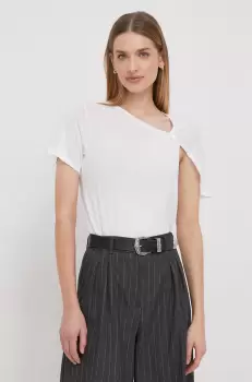 Pepe Jeans tricou din amestec de in culoarea alb imagine