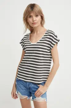 Pepe Jeans tricou din amestec de in KHLOE culoarea gri, PL505835 imagine