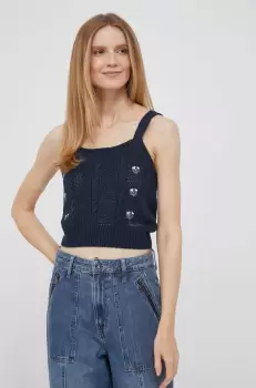Pepe Jeans tricou din amestec de lana Emalynn culoarea albastru marin imagine