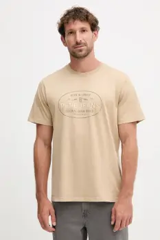 Pepe Jeans tricou din bumbac ANDER barbati, culoarea bej, cu imprimeu, PM509621 imagine