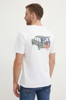 Pepe Jeans tricou din bumbac ARMIND barbati, culoarea alb, cu imprimeu, PM509642 imagine