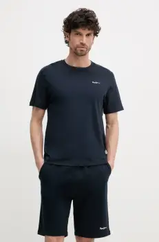 Pepe Jeans tricou din bumbac BACK CLAG barbati, culoarea albastru marin, cu imprimeu, PM509921 imagine