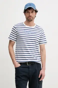 Pepe Jeans tricou din bumbac barbati, culoarea alb, modelator imagine