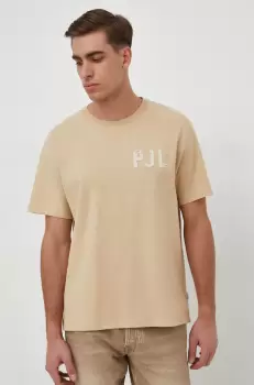 Pepe Jeans tricou din bumbac barbati, culoarea bej, cu imprimeu imagine