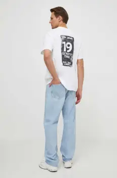 Pepe Jeans tricou din bumbac barbati, culoarea bej, cu imprimeu imagine