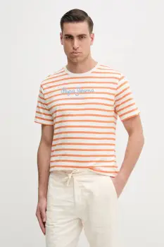 Pepe Jeans tricou din bumbac barbati, culoarea bej, modelator imagine