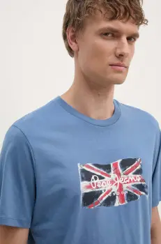 Pepe Jeans tricou din bumbac Clag barbati, cu imprimeu, PM509384 imagine