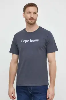 Pepe Jeans tricou din bumbac CLIFTON barbati, culoarea gri, cu imprimeu, PM509374 imagine