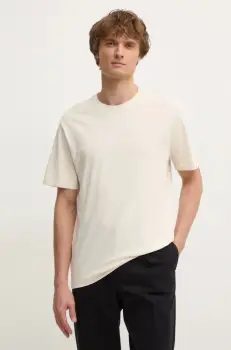 Pepe Jeans tricou din bumbac Connor barbati, culoarea bej, neted, PM509206 imagine