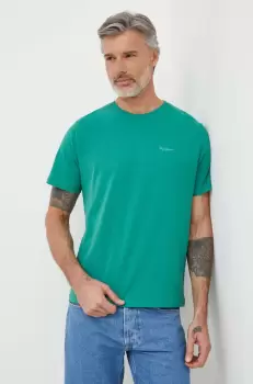 Pepe Jeans tricou din bumbac Connor barbati, culoarea verde, neted imagine