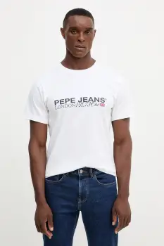 Pepe Jeans tricou din bumbac culoarea alb, cu imprimeu, PM5010104 imagine