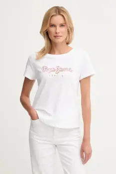 Pepe Jeans tricou din bumbac culoarea alb, PL5000027 imagine