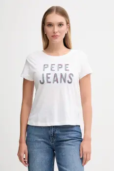 Pepe Jeans tricou din bumbac culoarea alb, PL5000045 imagine
