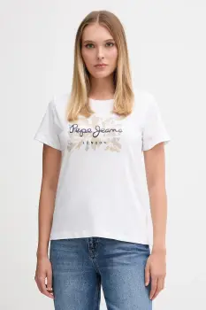 Pepe Jeans tricou din bumbac culoarea alb, PL5000046 imagine