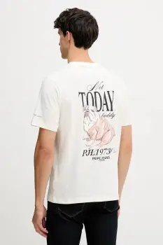 Pepe Jeans tricou din bumbac culoarea bej, cu imprimeu, PM5010090 imagine