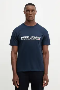 Pepe Jeans tricou din bumbac culoarea bleumarin, cu imprimeu, PM5010104 imagine