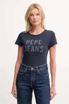 Pepe Jeans tricou din bumbac culoarea bleumarin, PL5000045 imagine