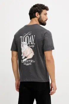 Pepe Jeans tricou din bumbac culoarea gri, cu imprimeu, PM5010090 imagine