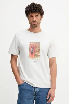 Pepe Jeans tricou din bumbac culoarea gri, cu imprimeu, PM5010102 imagine