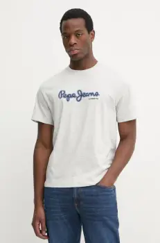Pepe Jeans tricou din bumbac DORIAN TEE barbati, culoarea gri, cu imprimeu, PM509721 imagine
