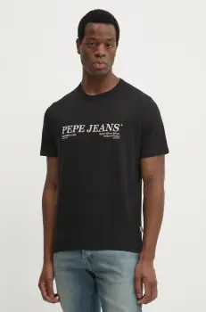 Pepe Jeans tricou din bumbac DYLAN TEE barbati, culoarea negru, cu imprimeu, PM509728 imagine
