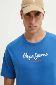 Pepe Jeans tricou din bumbac Eggo barbati, cu imprimeu imagine