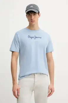 Pepe Jeans tricou din bumbac Eggo barbati, cu imprimeu, PM508208 imagine