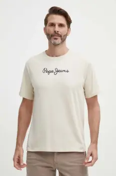 Pepe Jeans tricou din bumbac Eggo barbati, culoarea gri, cu imprimeu imagine