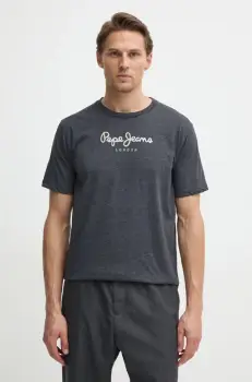 Pepe Jeans tricou din bumbac Eggo barbati, culoarea gri, cu imprimeu, PM508208 imagine