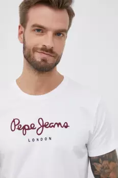 Pepe Jeans Tricou din bumbac Eggo N culoarea alb, material neted imagine