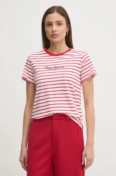 Pepe Jeans tricou din bumbac ELBA femei, culoarea rosu, PL505876 imagine