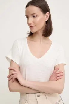 Pepe Jeans tricou din bumbac EZZY femei, culoarea bej, PL505884 imagine