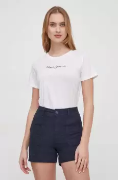 Pepe Jeans tricou din bumbac femei, culoarea alb imagine