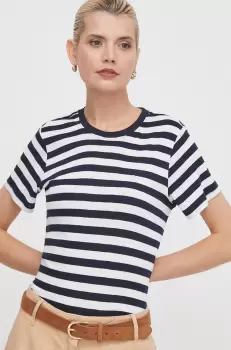 Pepe Jeans tricou din bumbac femei, culoarea albastru marin imagine
