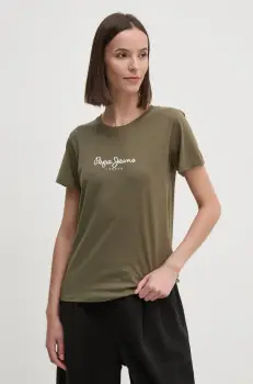 Pepe Jeans tricou din bumbac FIORE femei, culoarea verde, PL505951 imagine