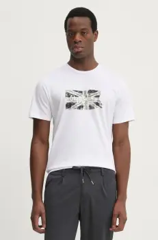 Pepe Jeans tricou din bumbac FLAG BW barbati, culoarea alb, cu imprimeu, PM509720 imagine