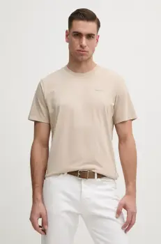 Pepe Jeans tricou din bumbac Jacko barbati, culoarea bej, neted, PM508664 imagine