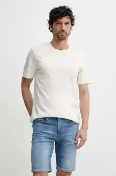 Pepe Jeans tricou din bumbac JACKO barbati, culoarea bej, neted, PM508664 imagine