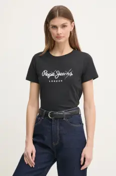 Pepe Jeans tricou din bumbac LETICIA femei, culoarea negru, PL505997 imagine