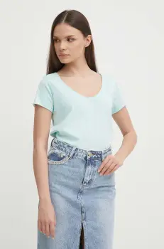 Pepe Jeans tricou din bumbac LUNA femei, culoarea turcoaz, PL505856 imagine