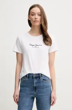 Pepe Jeans tricou din bumbac MACY femei, culoarea alb, PL506012 imagine
