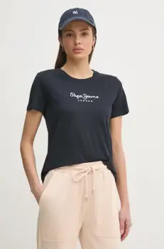 Pepe Jeans tricou din bumbac MACY femei, culoarea albastru marin, PL506012 imagine