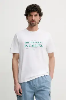 Pepe Jeans tricou din bumbac PALMER barbati, culoarea alb, cu imprimeu, PM509802 imagine