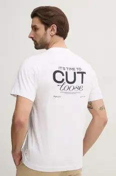 Pepe Jeans tricou din bumbac PARRIS barbati, culoarea alb, cu imprimeu, PM509800 imagine