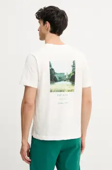 Pepe Jeans tricou din bumbac PETTE barbati, culoarea alb, cu imprimeu, PM509799 imagine