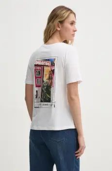 Pepe Jeans tricou din bumbac REI femei, culoarea alb, PL506038 imagine