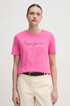 Pepe Jeans tricou din bumbac RUMER femei, culoarea roz, PL506072 imagine