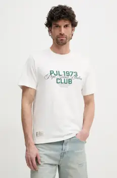 Pepe Jeans tricou din bumbac TALBOT barbati, culoarea alb, cu imprimeu, PM509791 imagine